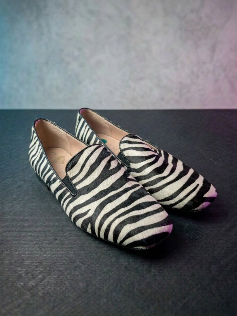 Calvin Klein Hannah Zebra Print Calf Hair Loafer Flats Sz 8